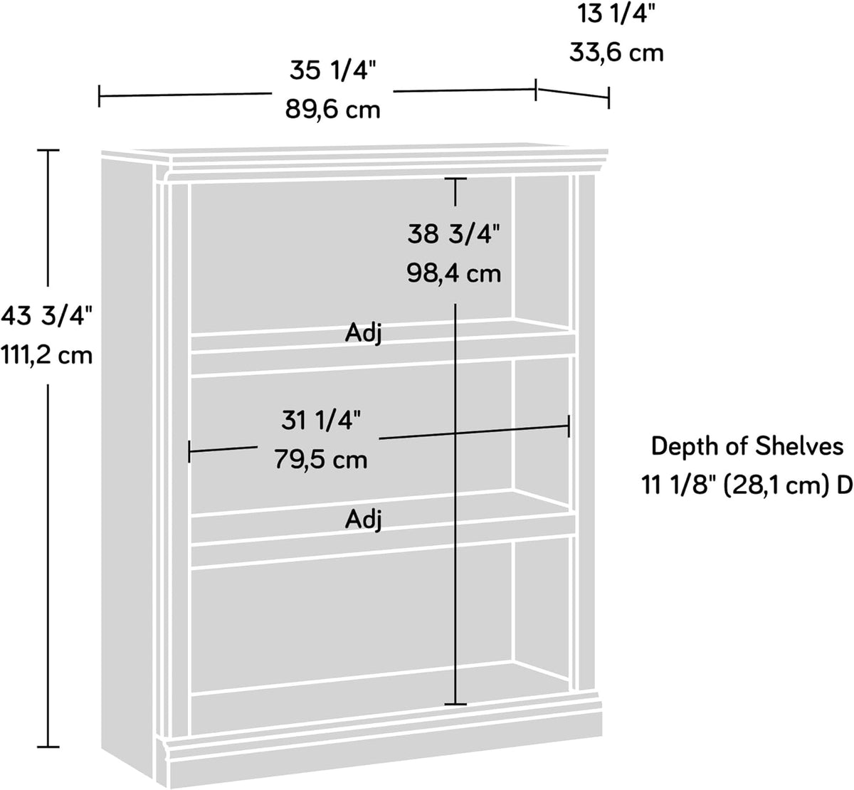 Sauder Miscellaneous Storage 3-Shelf Bookcase/ Book shelf, Select Cherry finish