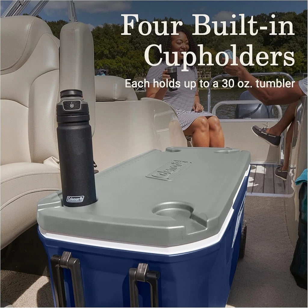 Coleman Classic Series Insulated Portable Wheeled Cooler, Leak-Resistant Outdoor Hard Cooler Keeps Ice up to 5 Days, 100-Quart