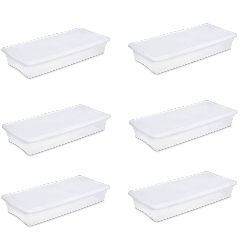41 Quart Lightweight Under Bed Storage Box Container, 6 Pack