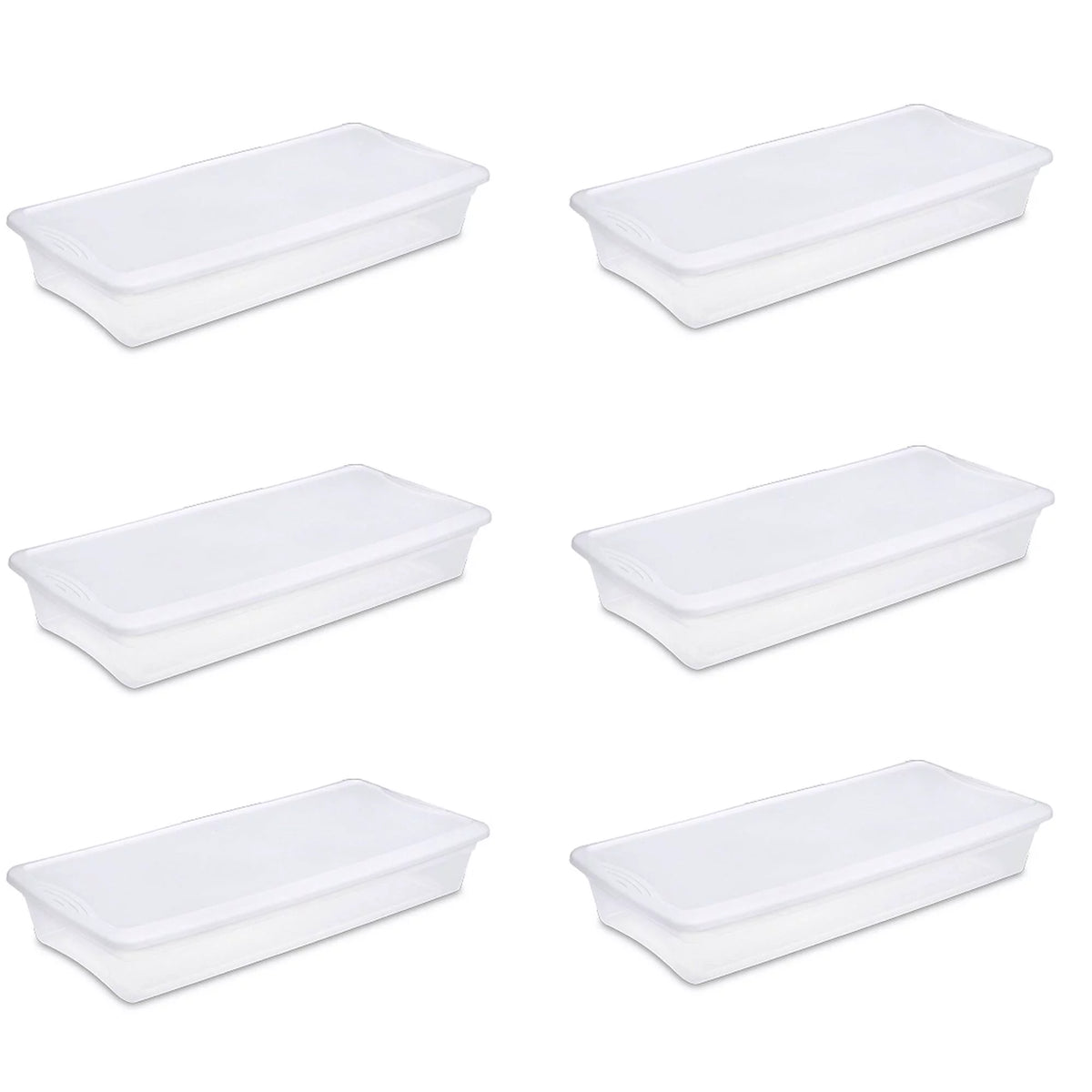 41 Quart Lightweight Under Bed Storage Box Container, 6 Pack