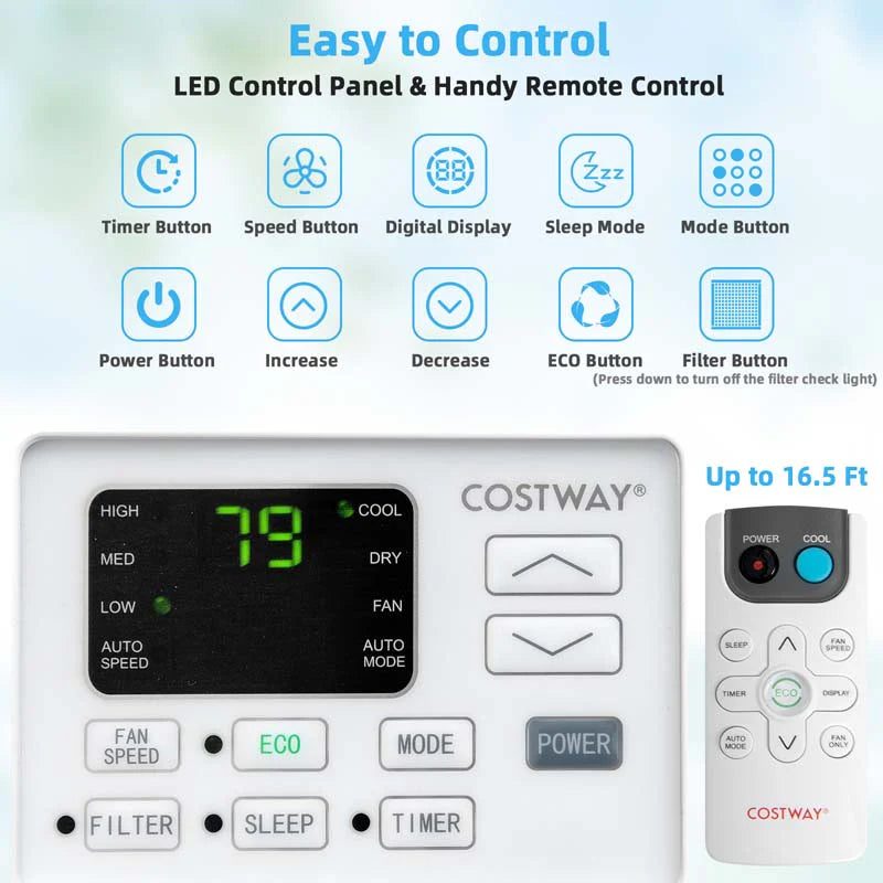 10000 BTU Quiet Window Air Conditioner with Remote & ECO Mode, Energy Star Certified 3-in-1 Window AC Unit with Dehumidifier