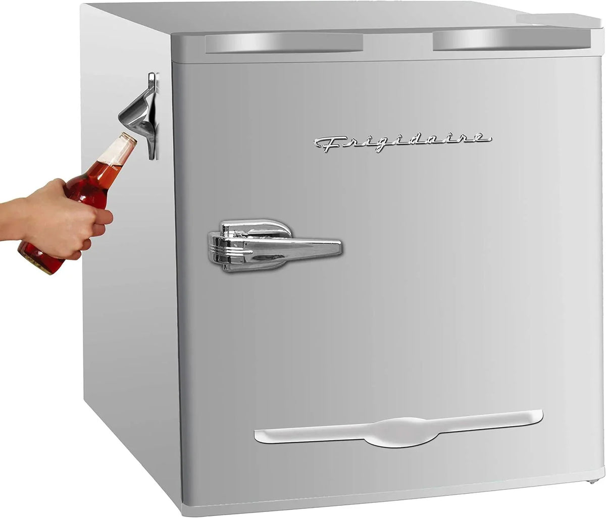 Frigidaire EFR176 Retro Compact Fridge with Chiller Mini Refrigerator with Built-in Bottle Opener for Office, Bedroom, Dorm Room or Cabin, 1.6 cu ft 16" D x 18" W x 18.5" H, Moonlight