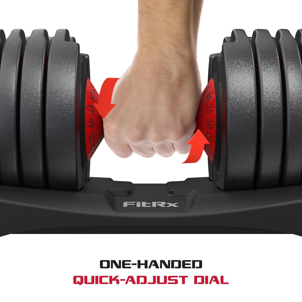 FitRx Smart Bell, Quick Select Adjustable Dumbbell, 5-52.5 Lbs