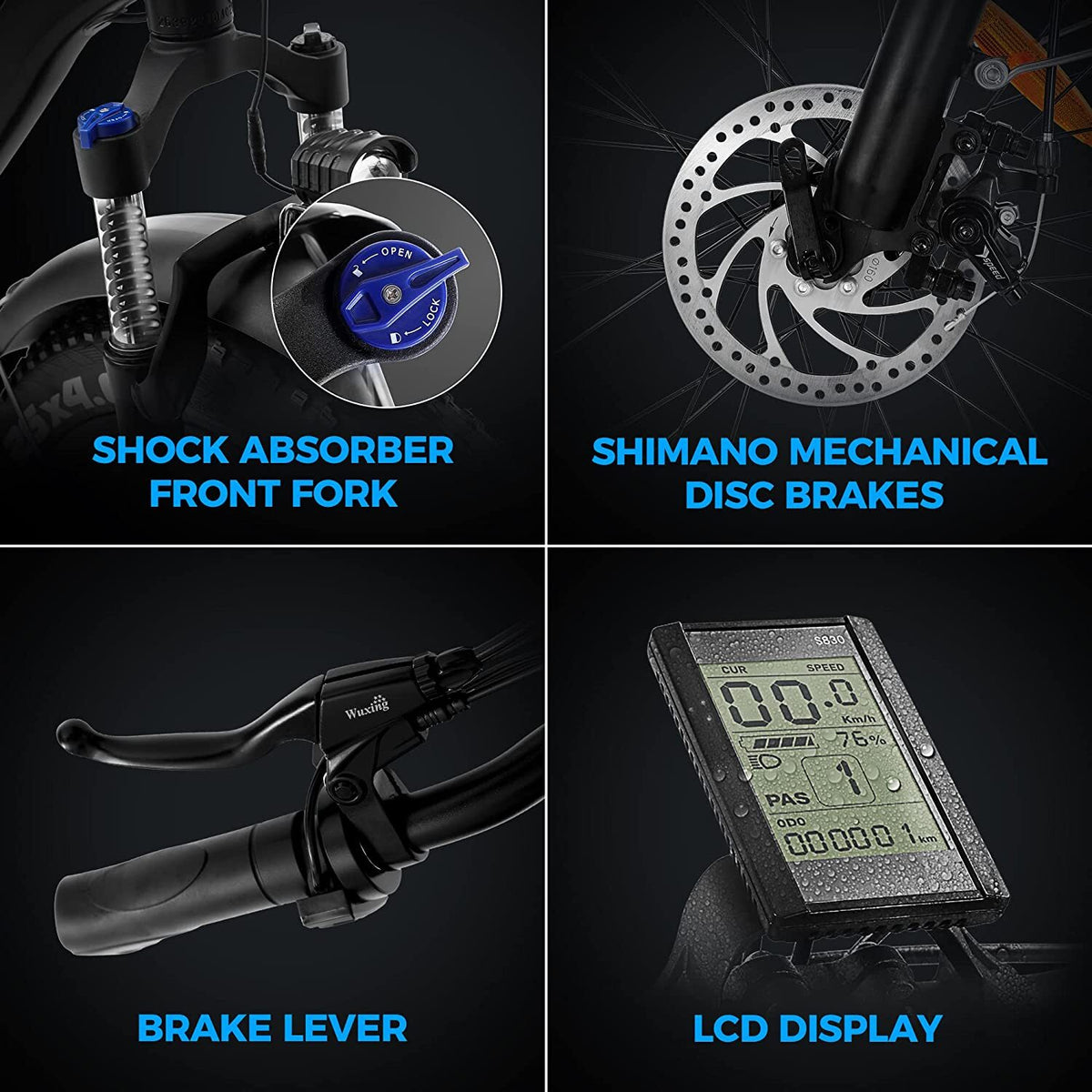 Outdoor electric bike with 48V/15Ah lithium battery ??Black