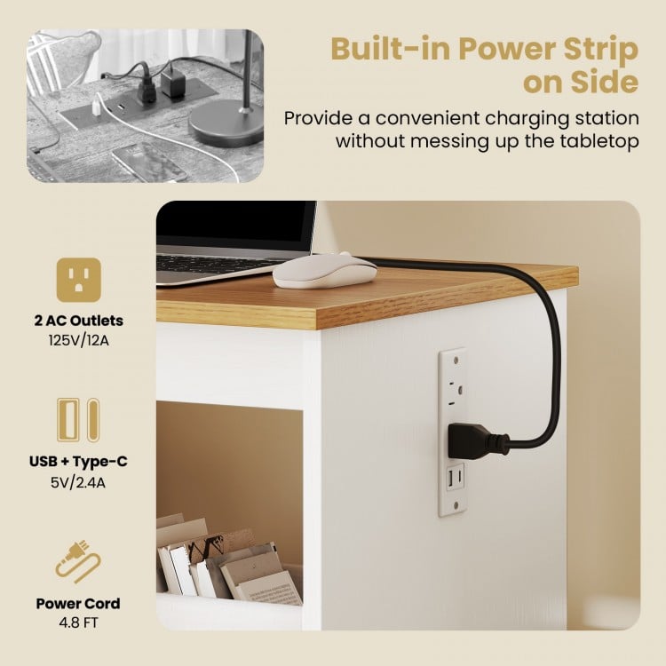 Sewing Machine Table with Charging Station and Lockable Casters