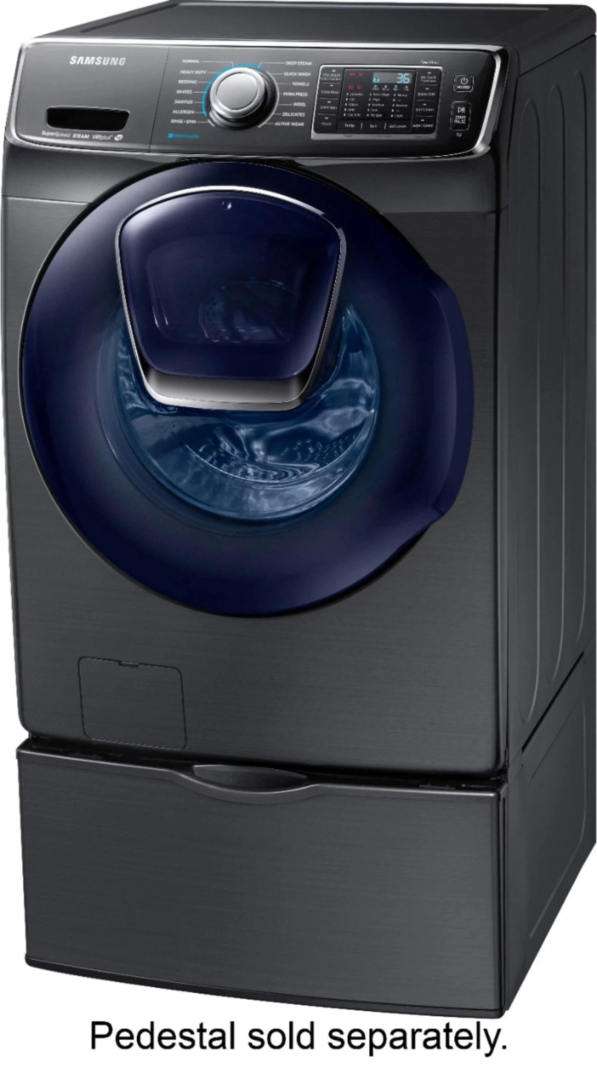 Samsung �C 4.5 Cu. Ft. High Efficiency Stackable Front Load Washer with Steam and AddWash �C Black stainless steel