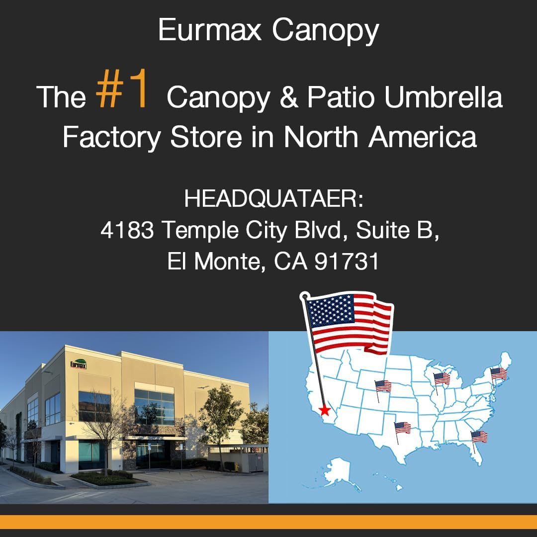 Eurmax USA 10'x20' Pop Up Canopy Tent Commercial Instant Canopies with Heavy Duty Roller Bag Bonus 6 Sand Weights Bags (Black)
