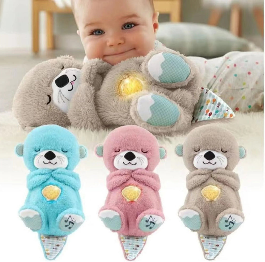 Baby Sound Machine Soothe Snuggle Otter, Sensory Details Music Lights Rhythmic Breathing Motion Musical Baby Toy Plush for Newborns (Battery Not Includ)
