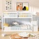 Twin Over Twin Low Bunk Bed with Storage Stairs Solid Wood Floor Bunk Bed Frame