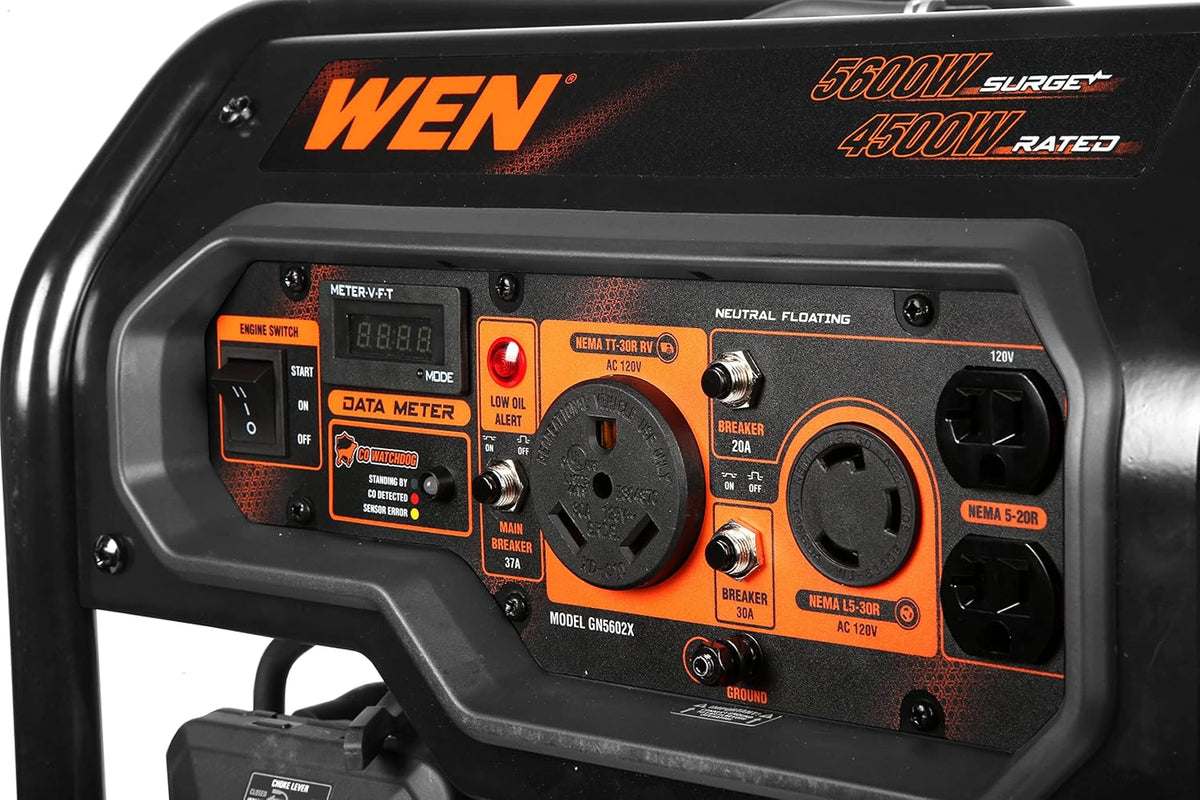 WEN 5600-Watt Portable Generator  Electric Start  224cc  Transfer-Switch and RV-Ready with CO Shutdown Sensor (GN5602X)