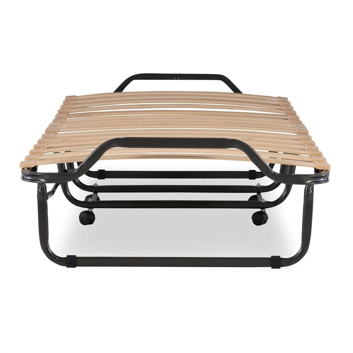 Riverbay Furniture Metal Folding Bed with Memory Foam Mattress in Beige