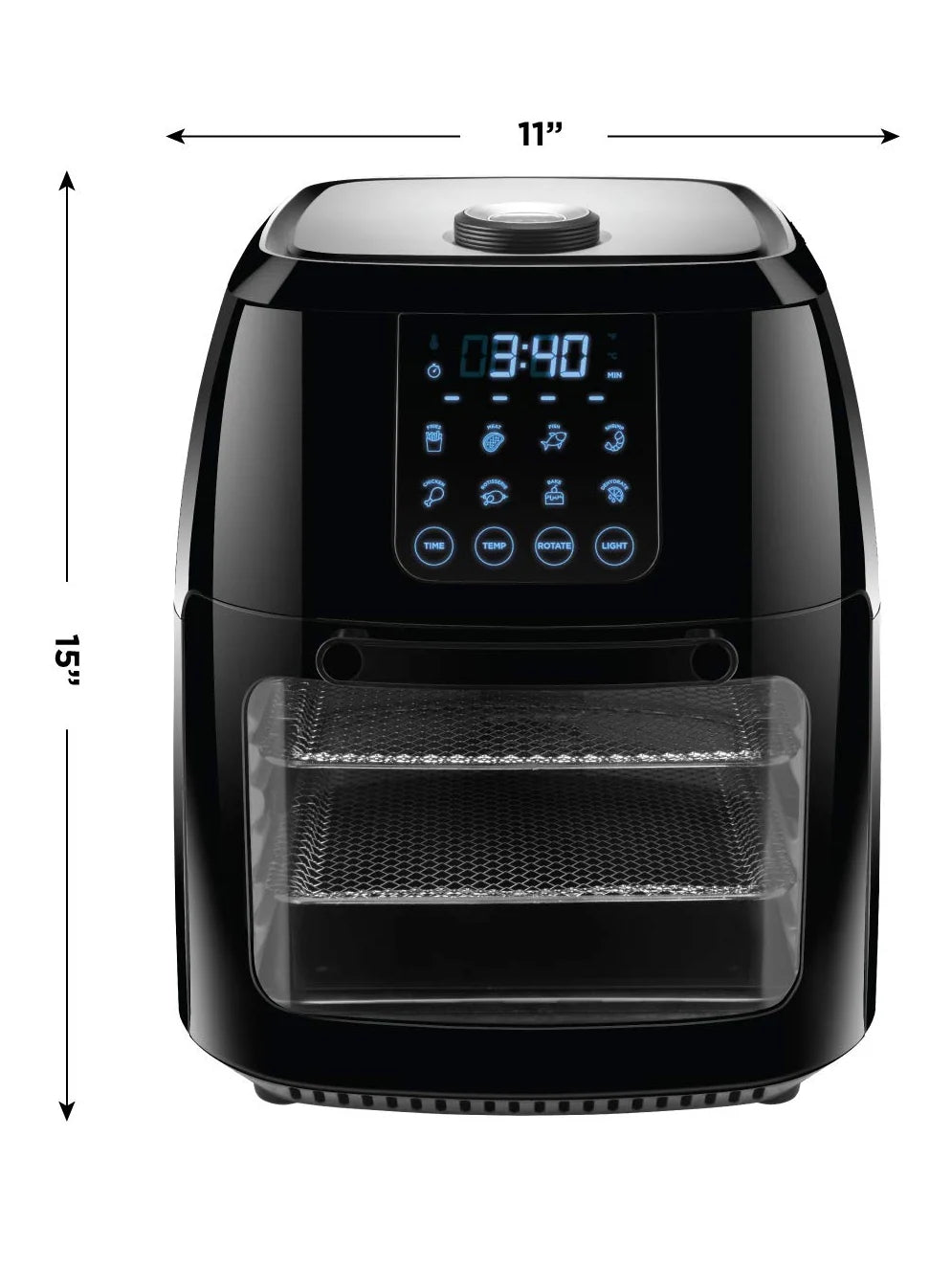 CHEFMAN Multifunctional Digital Air Fryer+ Rotisserie, Dehydrator, Convection Oven, 17 Touch Screen Presets Fry, Roast, Dehydrate, Bake, XL 10L Family Size, Auto Shutoff, Large Easy-View Window, Black