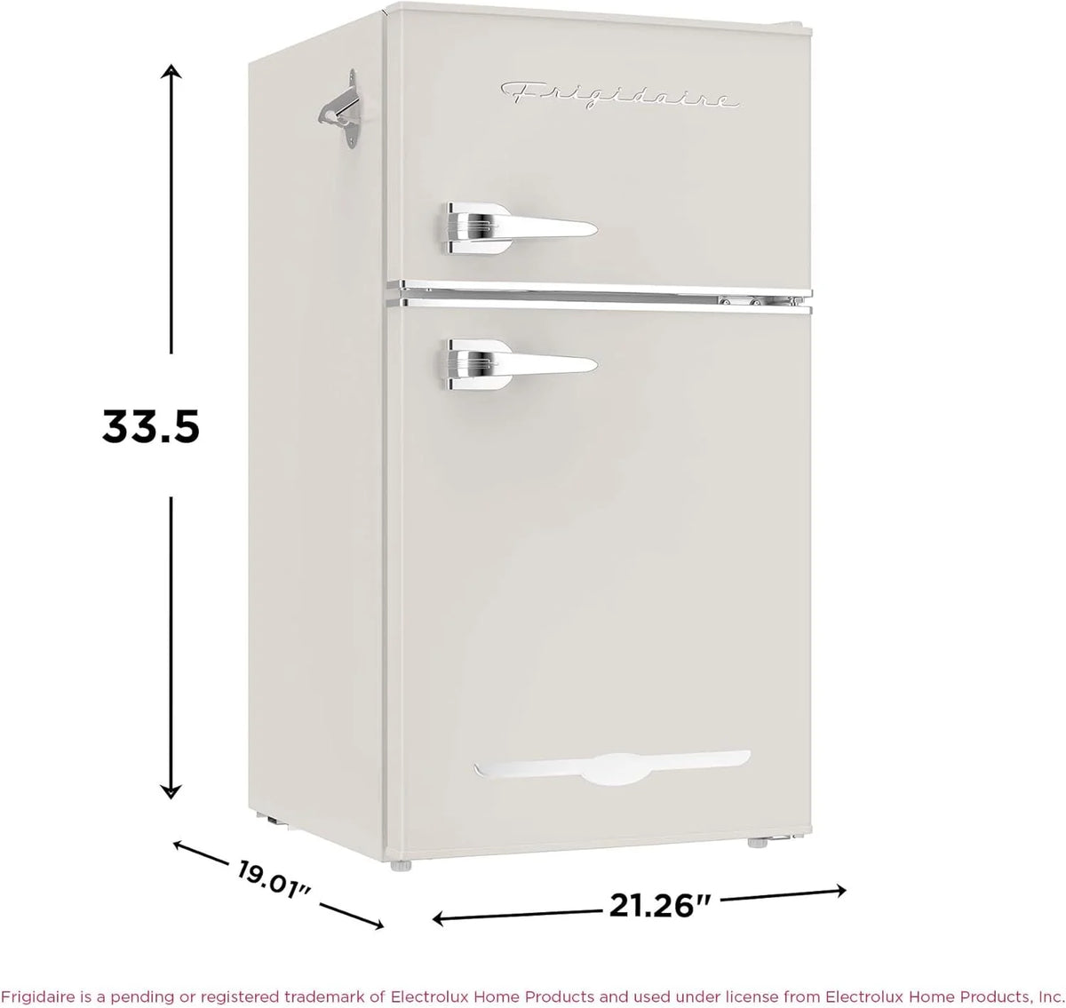 Frigidaire Retro Mini Fridge with Freezer & Side Bottle Opener-Small 2 Door Refrigerator for Office Bar or College Dorm Room-3.1 Cu Ft – 19”"D x 20.5" W x 33.5" H