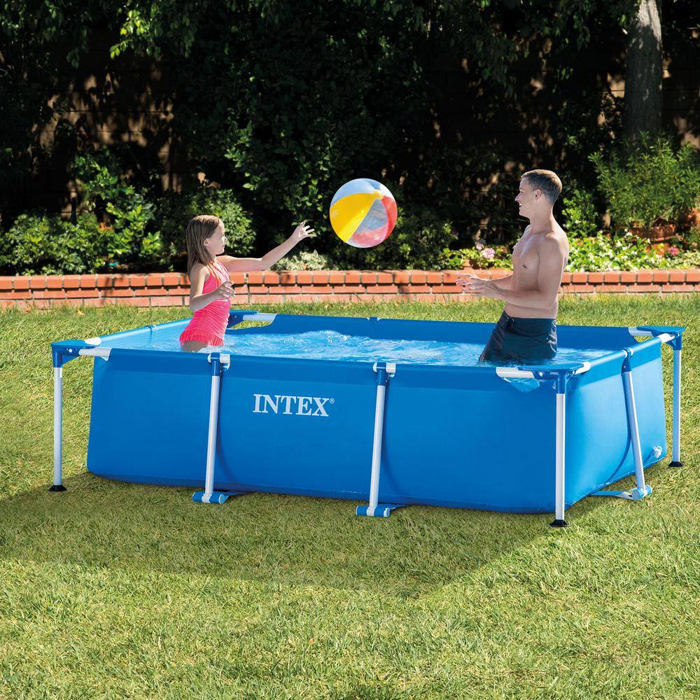 28271EH 8.5 ft. x 5.3 ft. x 2.13 ft. Rectangular Frame Above Ground Swimming Pool, Blue