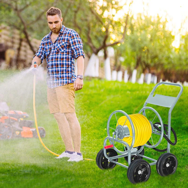 Garden Hose Reel Cart Holds 330 FT of 3/4" or 5/8�?& 400 FT of 1/2" Hose, Heavy Duty Yard Water Planting Cart