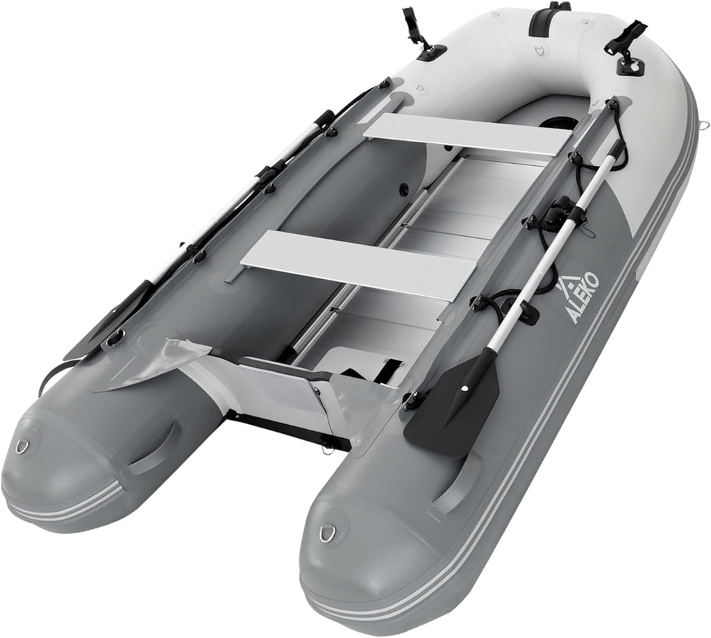Inflatable Boat | Yacht Dinghy Tender Raft | Multi Person Fishing Boat | Aluminum Floor Oars | Fishing Rod Holders | Heavy-Duty PVC | 2024 Model |