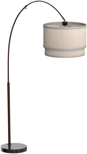 Brightech Mason Arc Floor Lamp - Modern Corner Standing Lamp with Unique Hanging Drum Lamp Shade for Living Room - Bright Overhead, Curved Hanging Light for Bedroom. Library, Den - Bronze