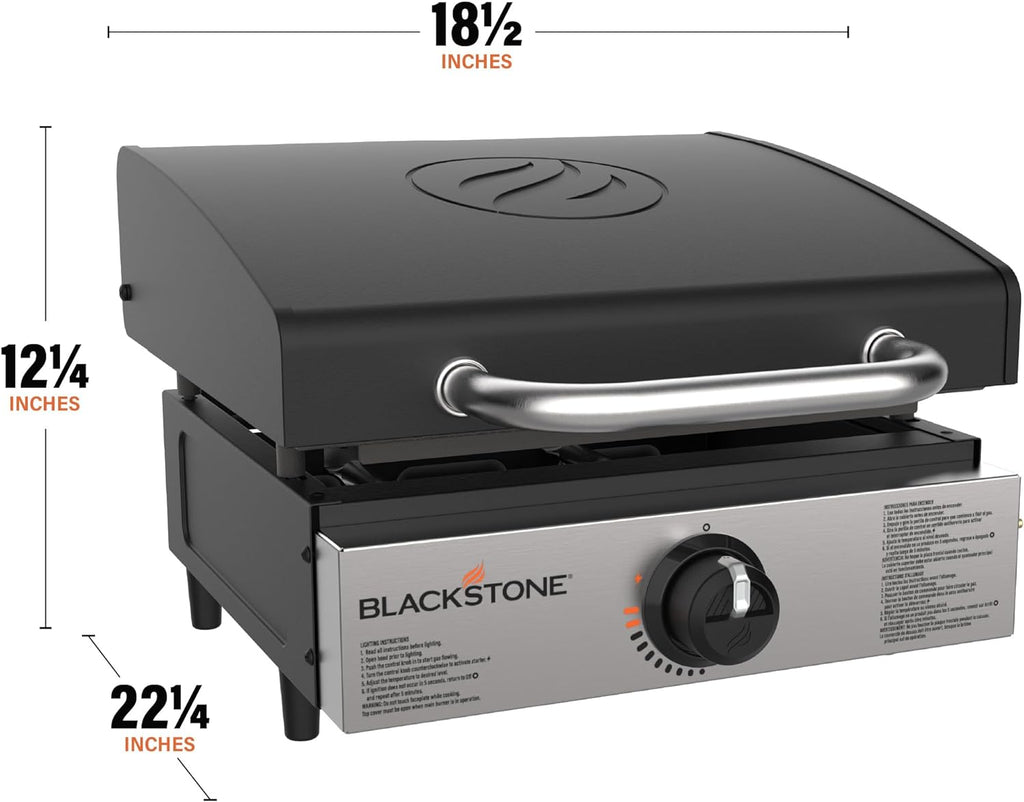 BLACKSTONE 1814 Stainless Steel Propane Gas Portable  Flat Top Griddle Frill Station for Kitchen  Camping  Outdoor  Tailgating  Tabletop  Countertop �C Heavy Duty & 12  000 BTUs  17 Inch  Black