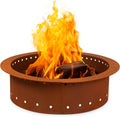 Heavy Duty Metal Smokeless Permanent Fire Pit Ring 36 inch Outer/30 inch Round Fire Pit Insert Liner for Outdoor, Firepits for Outside Corten Steel (36x30x10), Patent Pending