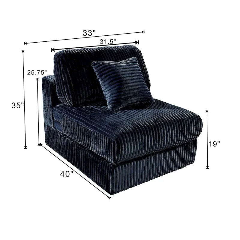 Oversized 6-Piece Corduroy Upholstered L-Shaped Modular Sectional Sofa, DIY Combination