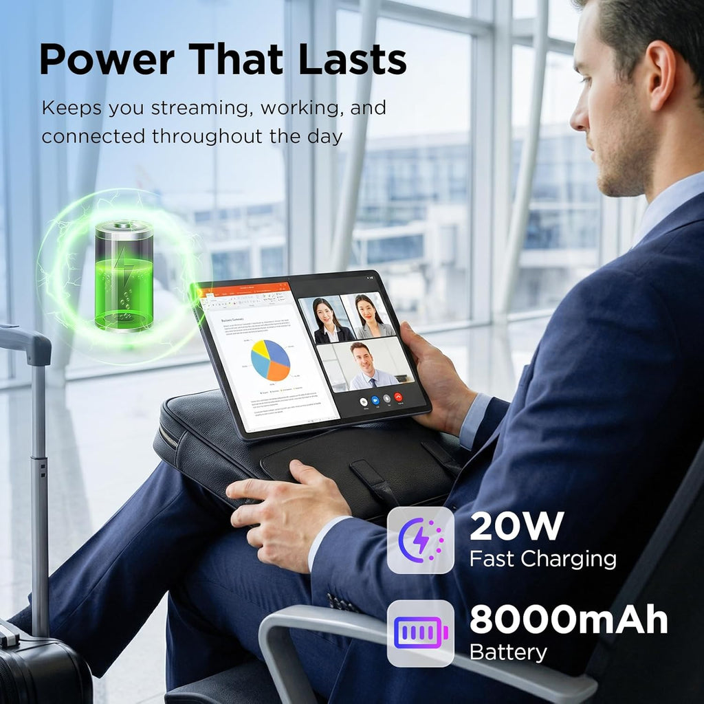 TCL TAB A1 Plus Android Tablet, 12.2�� 2.4K 120Hz Display, 16GB RAM (6GB+10GB), 128GB Storage, AI Tools, 8000mAh Battery, Android 16, Quad Speakers, Tablet for Work, Study & Entertainment