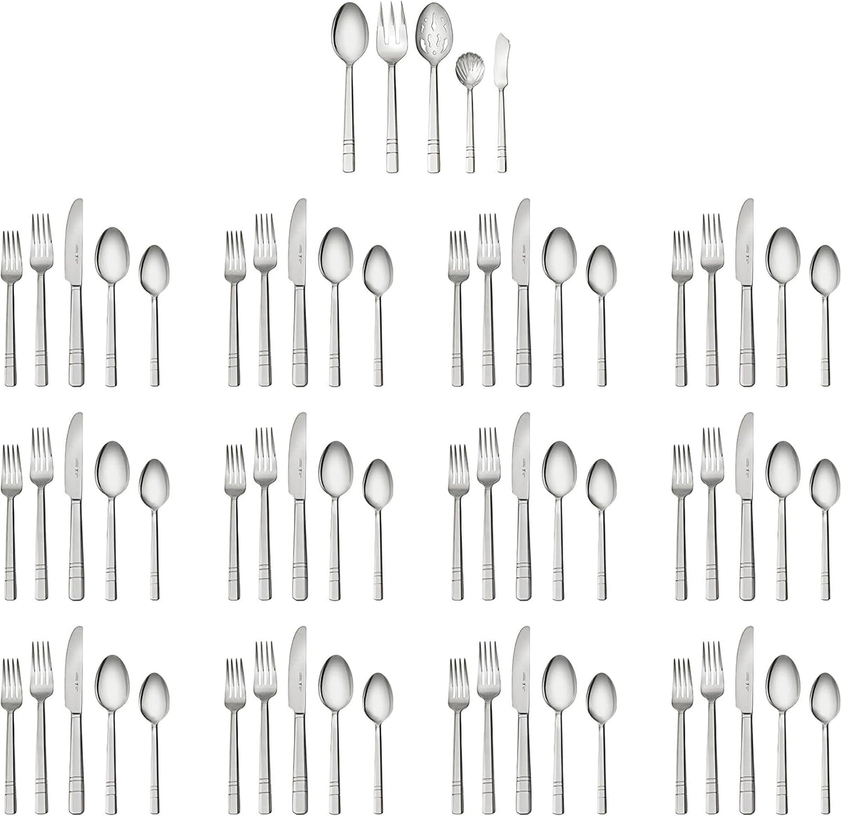 Henckels Madison Square 65-piece Flatware Set,18/10 Stainless Steel, Silver