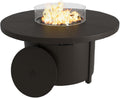 48" Round Propane Fire Pit,Steel Tabletop Fire Pit w Lava Rocks,55000 BTU Auto-Ignition CSA Certified Gas Fire Pits with Lid & Windproof Glass for Outdoor,Patio,Backyard
