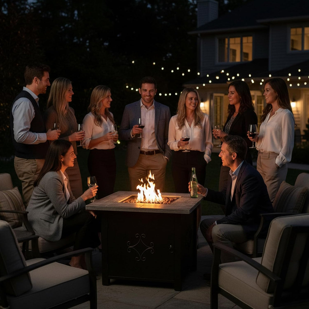 Sunnydaze 30-Inch Square Propane Fire Pit Table - 40,000 BTU Outdoor Gas Fire Pit Table with Lava Rocks and Weather-Resistant Cover