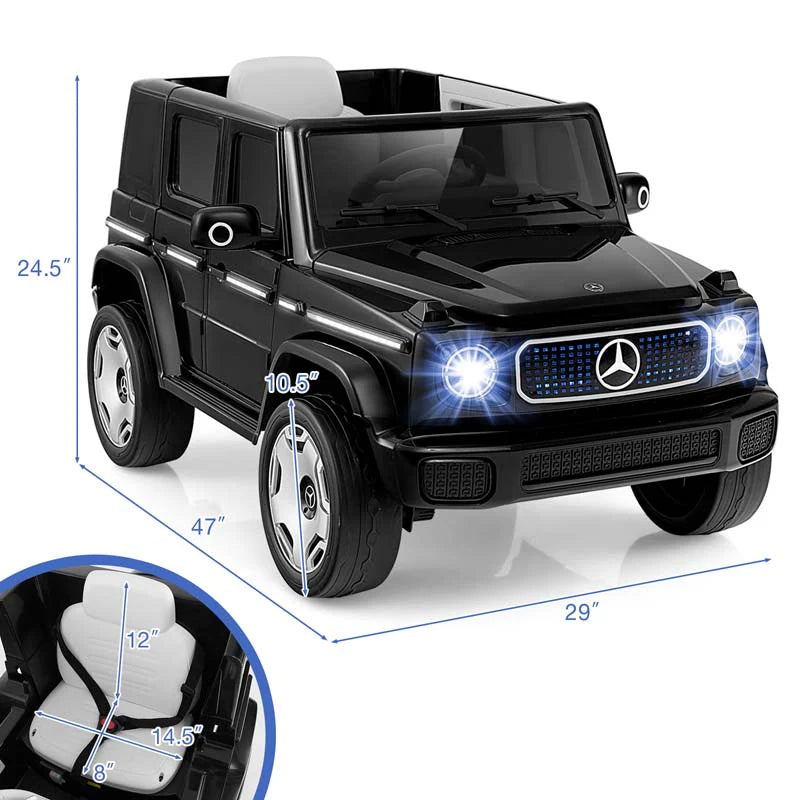 12V 4WD Kids Ride On Car, Licensed Mercedes-Benz EQG Battery Powered Electric Vehicle with Remote Control & Music
