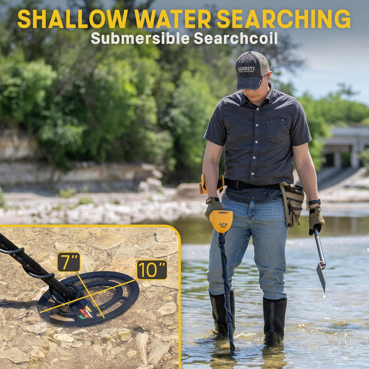 Garrett ACE 300 Metal Detector for Adults - Made in The USA - Waterproof Coil and Headphone Plus Accessories