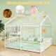 Double Floor Bed for Twins House Beds with Safety Guardrails for 2 Kids