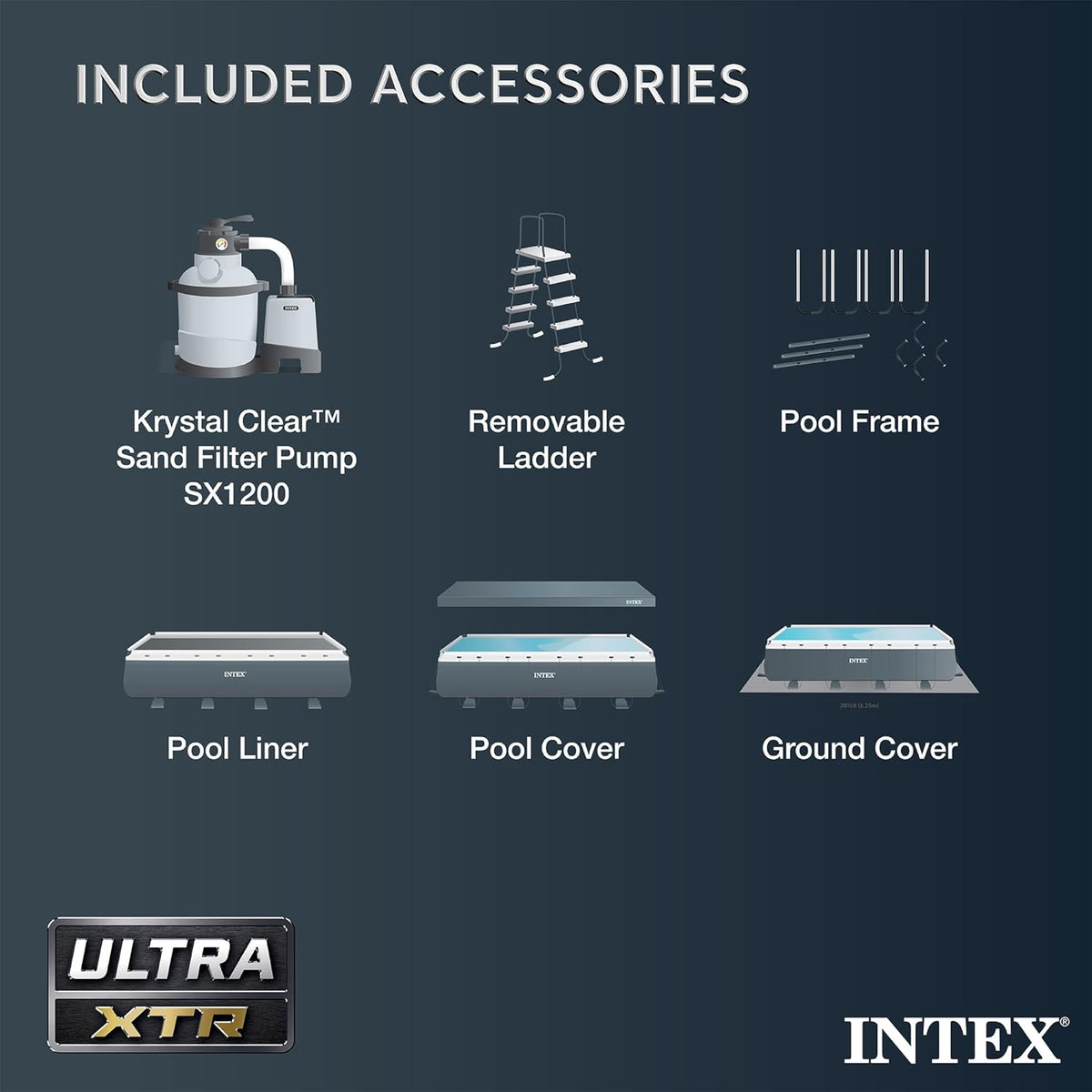Intex 18' x 9' x 52" Ultra XTR Rectangular Frame Swimming Pool Set with Pump - Above Ground Backyard Large Rectangle Pool with 45-Inch Deep Water