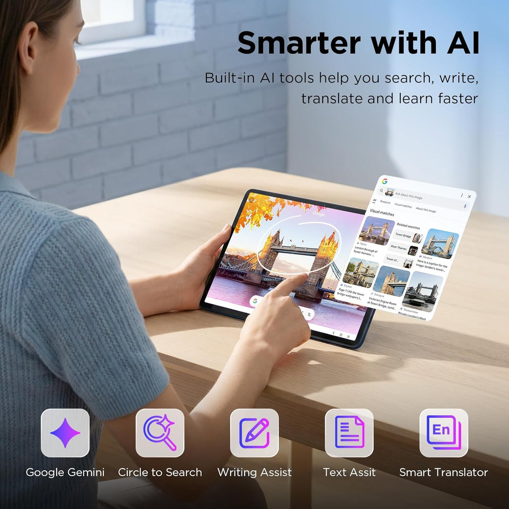 TCL TAB A1 Plus Android Tablet, 12.2�� 2.4K 120Hz Display, 16GB RAM (6GB+10GB), 128GB Storage, AI Tools, 8000mAh Battery, Android 16, Quad Speakers, Tablet for Work, Study & Entertainment