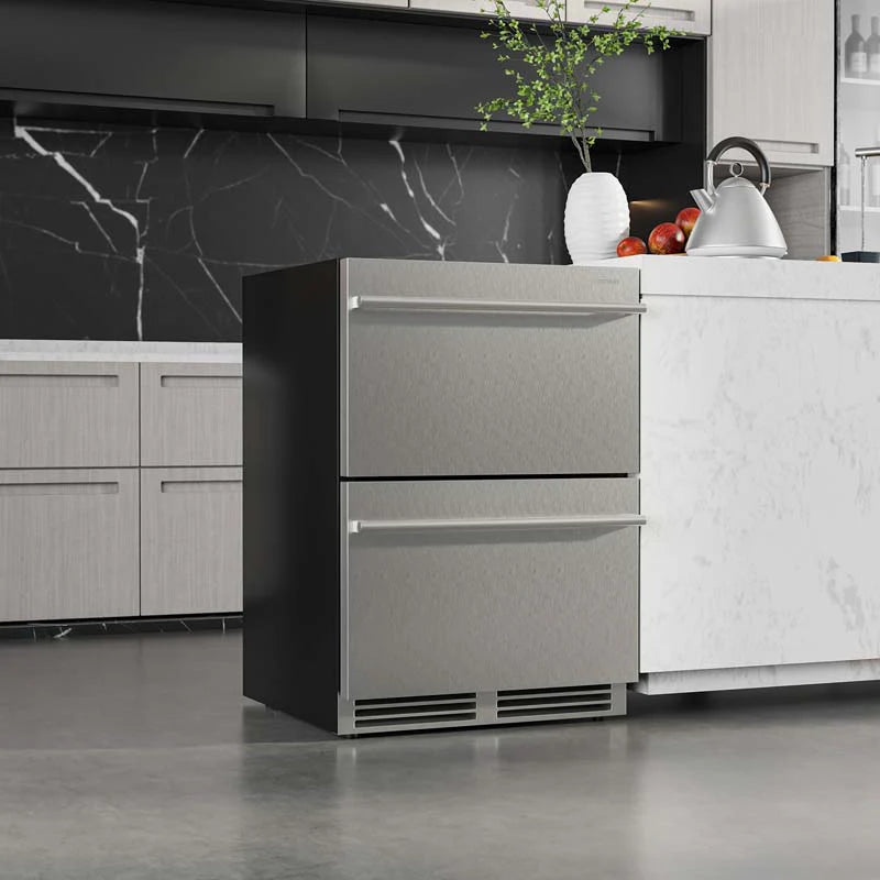 24" 4.9 Cu.Ft Dual Drawer Beverage Refrigerator, Built-in/Freestanding Undercounter Beverage Cooler with 37�H-64�H Temp Range for Home Commercial Use