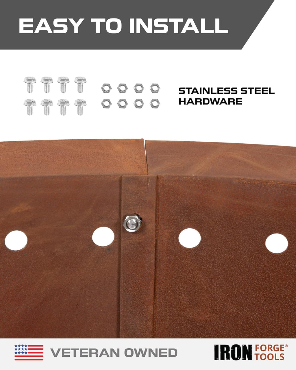 Heavy Duty Metal Smokeless Permanent Fire Pit Ring 36 inch Outer/30 inch Round Fire Pit Insert Liner for Outdoor, Firepits for Outside Corten Steel (36x30x10), Patent Pending