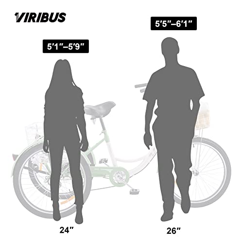 Viribus Adult Tricycle 7-Speed, 24′′ Wheels, High Carbon Steel Frame, Front & Rear Baskets, Adjustable Saddle