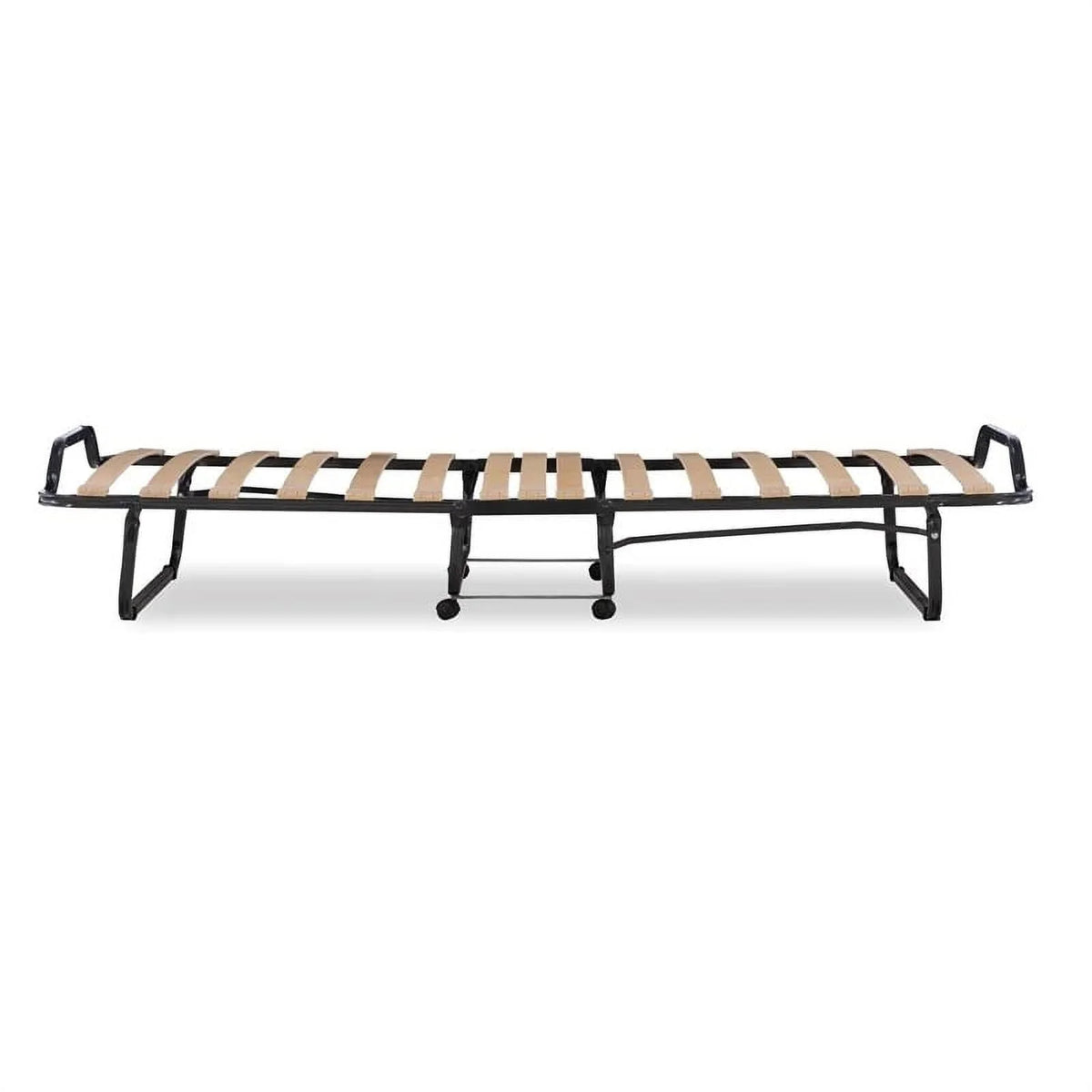 Riverbay Furniture Metal Folding Bed with Memory Foam Mattress in Beige