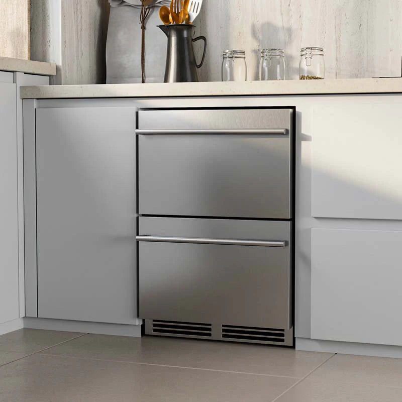 24" 4.9 Cu.Ft Dual Drawer Beverage Refrigerator, Built-in/Freestanding Undercounter Beverage Cooler with 37�H-64�H Temp Range for Home Commercial Use