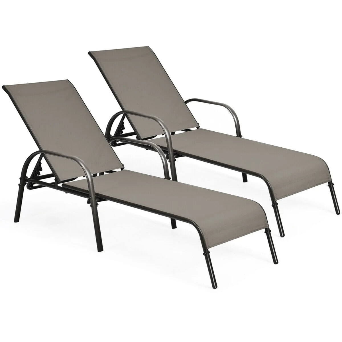 2 Pcs 5 Position Fabric Folding Outdoor Chaise Lounge Chairs Lightweight Pool Chairs Patio Lawn Recliner Sun Lounger - Comfortable And Ergonomic Design