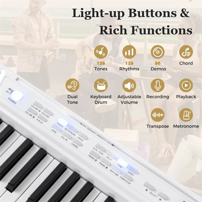 88 Key Electric Piano Keyboard Set with Adjustable Stand & Stool, Lighted Full Size Sensitive Keys, Sustain Pedal, Portable Bag for Beginners