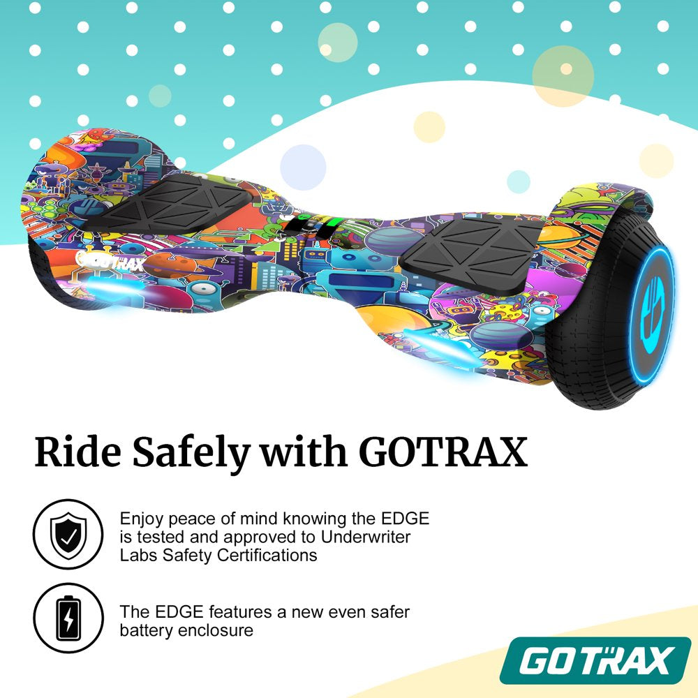 Gotrax EDGE Hoverboard, 6.5′�?LED Tires, 6.2mph, Dual 200W Motors, Self-Balancing Scooter for Kids & Adults