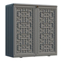 Indoor Outdoor Storage Cabinet Waterproof with Shelf, Off White Plastic Outdoor Cabinets for Patio/Garden/Backyard, Size 34.3''L*15''W*36.2''H