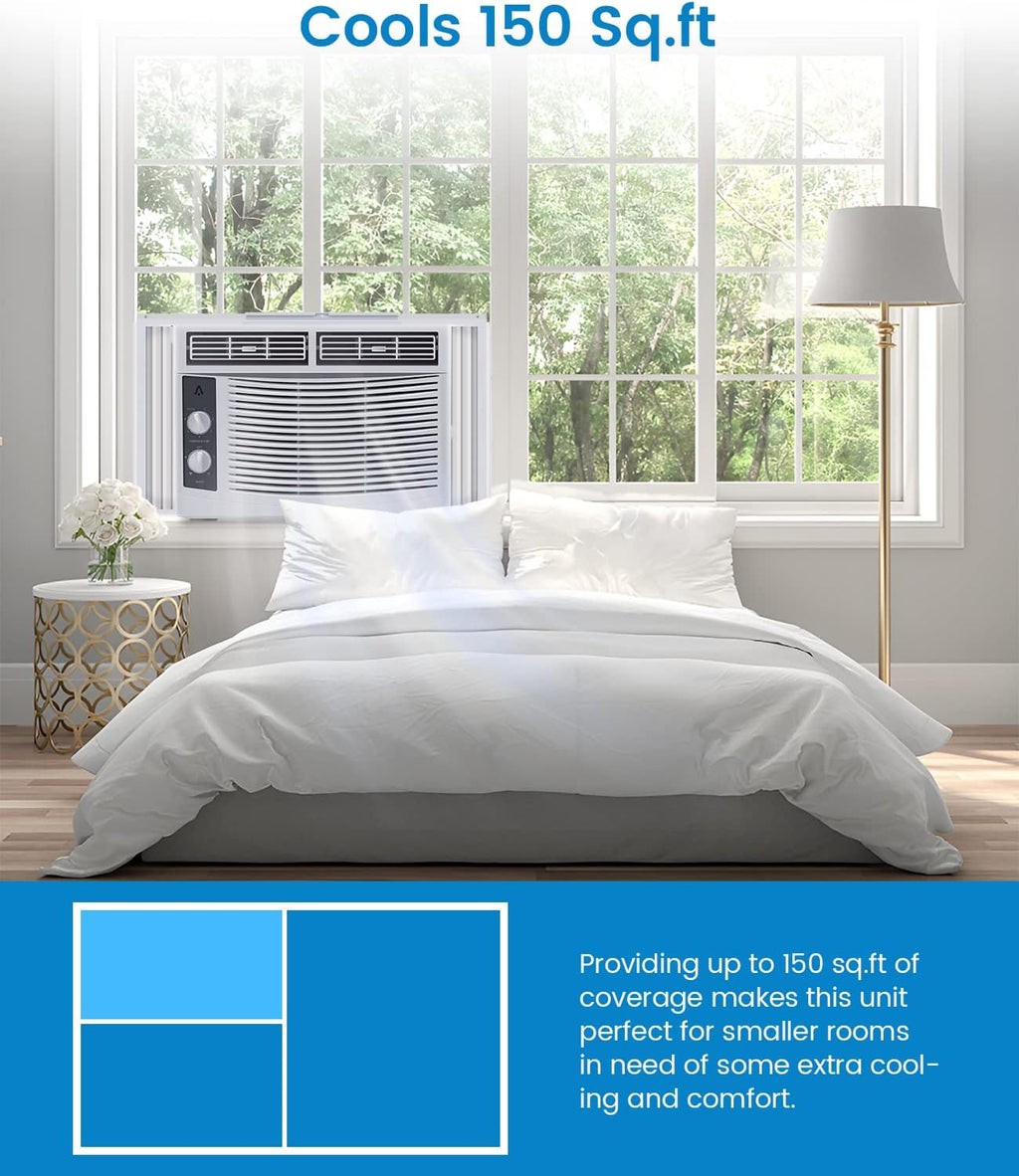 Smart 6000 BTU WiFi Window Air Conditioner, Window AC Unit with Remote and App Control, Timer Function and Easy Installation Kit, for Rooms up to 350