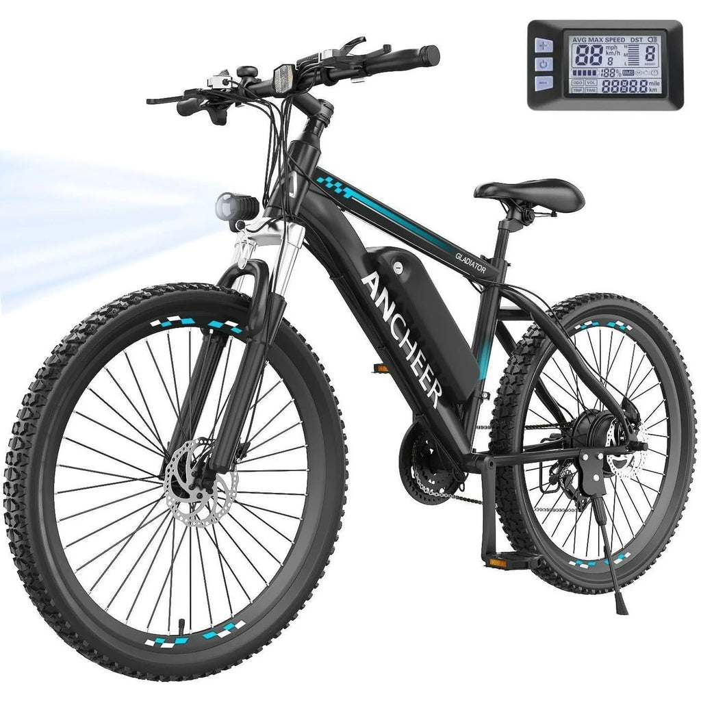 ANCHEER Gladiator 500W 26" Electric Bike for Adults, Electric Mountain Bike with 2.1 Inch eMTB Tire, 48V 10.4Ah Battery, 3H Fast Charge, Shimano 21 Speed, Adults Electric Bicycle  sgtnighsdesigns