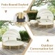 Outdoor Patio Round Daybed with Retractable Canopy and Soft Cushions