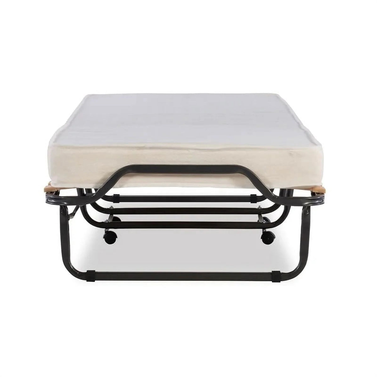 Riverbay Furniture Metal Folding Bed with Memory Foam Mattress in Beige