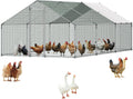 VEVOR Large Metal Chicken Coop  19.7x9.8x6.5ft Walk-in Chicken Runs for Yard with Cover  Spire Roof Hen House with Security Lock for Outdoor and Backyard  Farm  Duck Rabbit Cage Poultry Pen