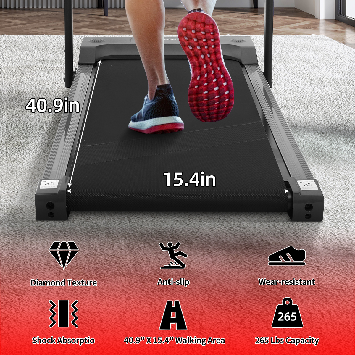 Geemax Electric Treadmill Foldable Compact Treadmill under Desks Treadmill Workout Exercise Treadmill Motorize Treadmill Running Walking Machine with Remote Control for Home Gym (0.5-6.0MPH)