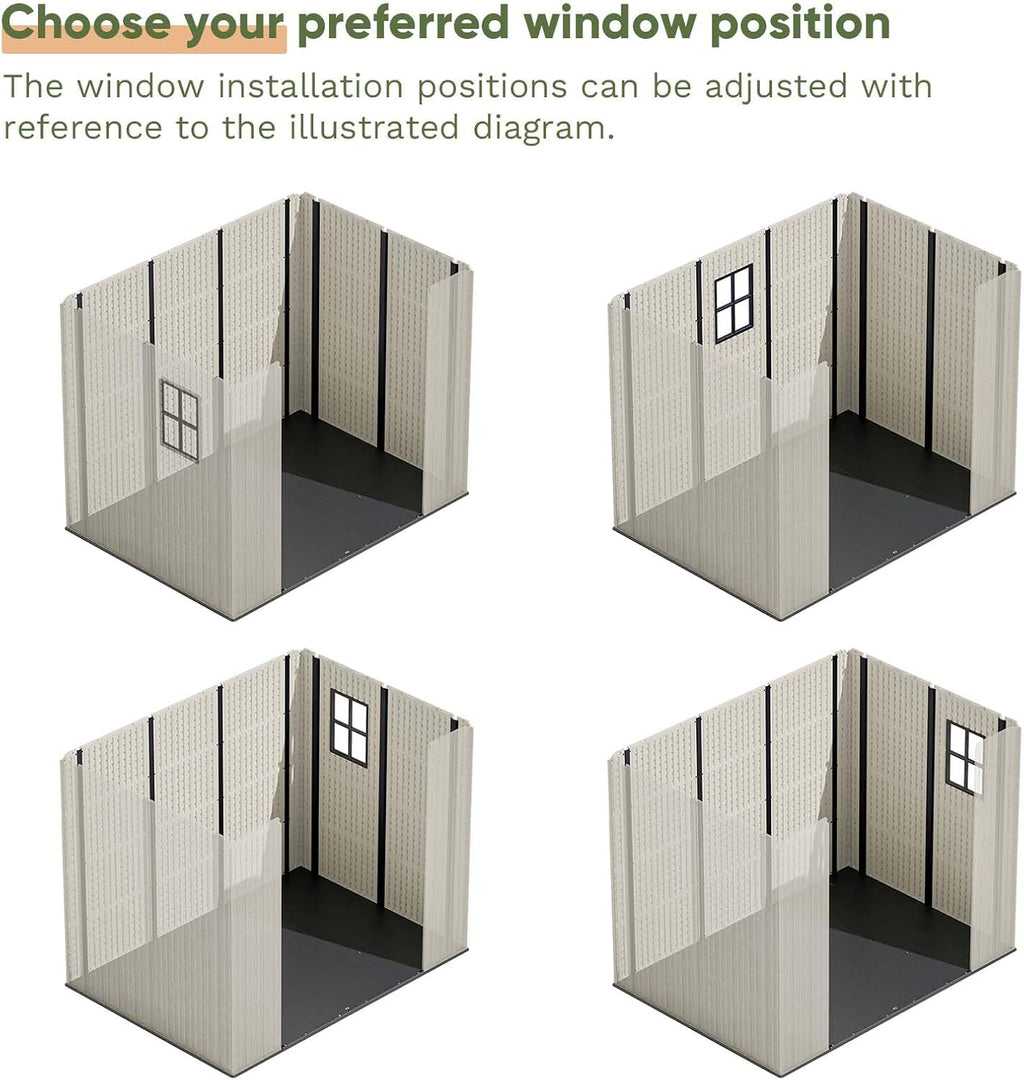 Patiowell 8 x 6 FT Plastic Outdoor Storage Shed with Floor  Resin Shed with Window and Lockable Door for Garden  Backyard  Tool Storage Use  Easy to Install in Beige (Kick-it Shed)