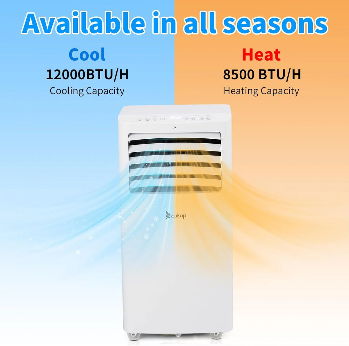 12000 BTU Portable Air Conditioner with Heating, Dehumidifier, WiFi & Remote Control
